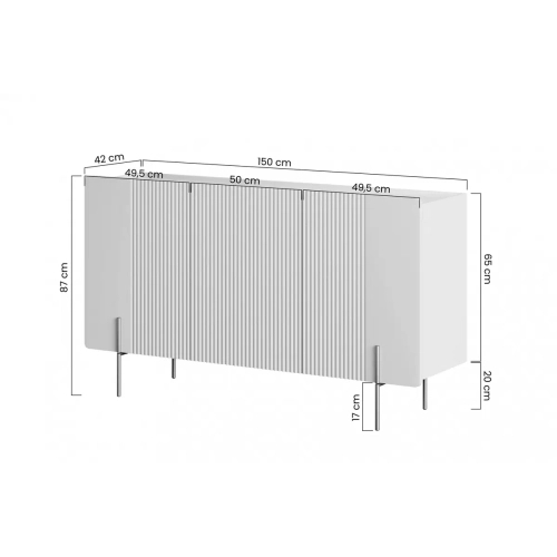 Komoda Malmi 150 cm - kaszmir / crema bianca / złote nóżki